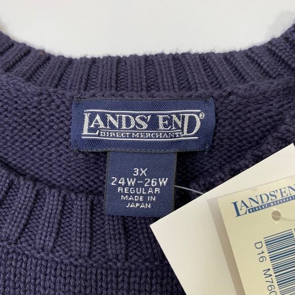 Vintage Lands End Sweater Women 3X Plus Navy The Classic Drifter Heavy Knit Crew - Picture 3 of 11